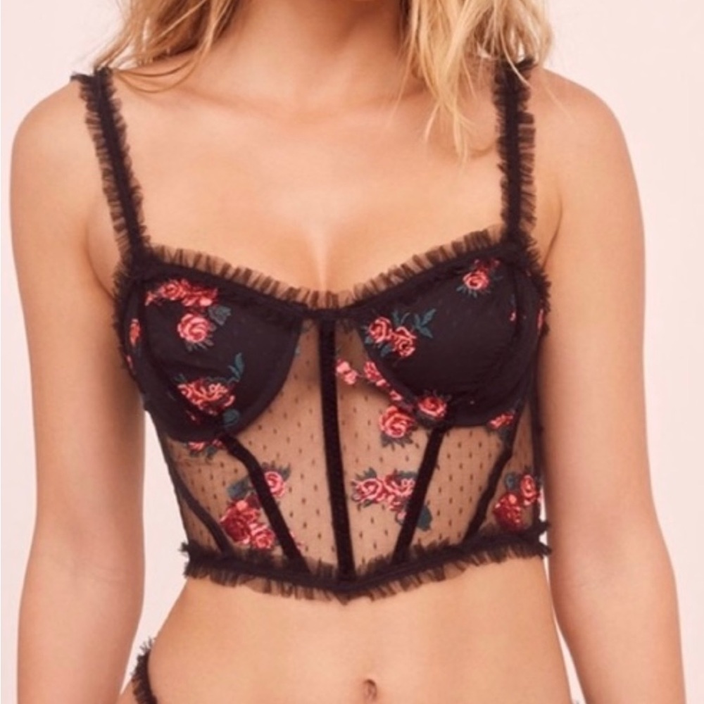 For Love and Lemons Rose black lace bustier. NWT. Size small. Sold out .
